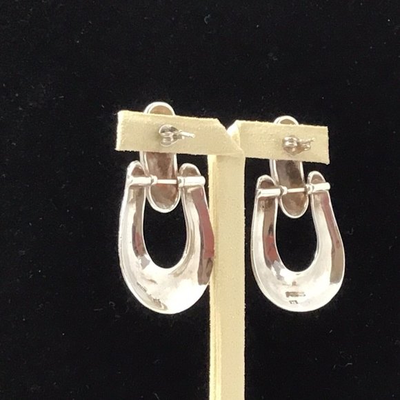 Native American Sterling Silver Earrings PRECIV Marked Door Knocker Dangle - Picture 4 of 8